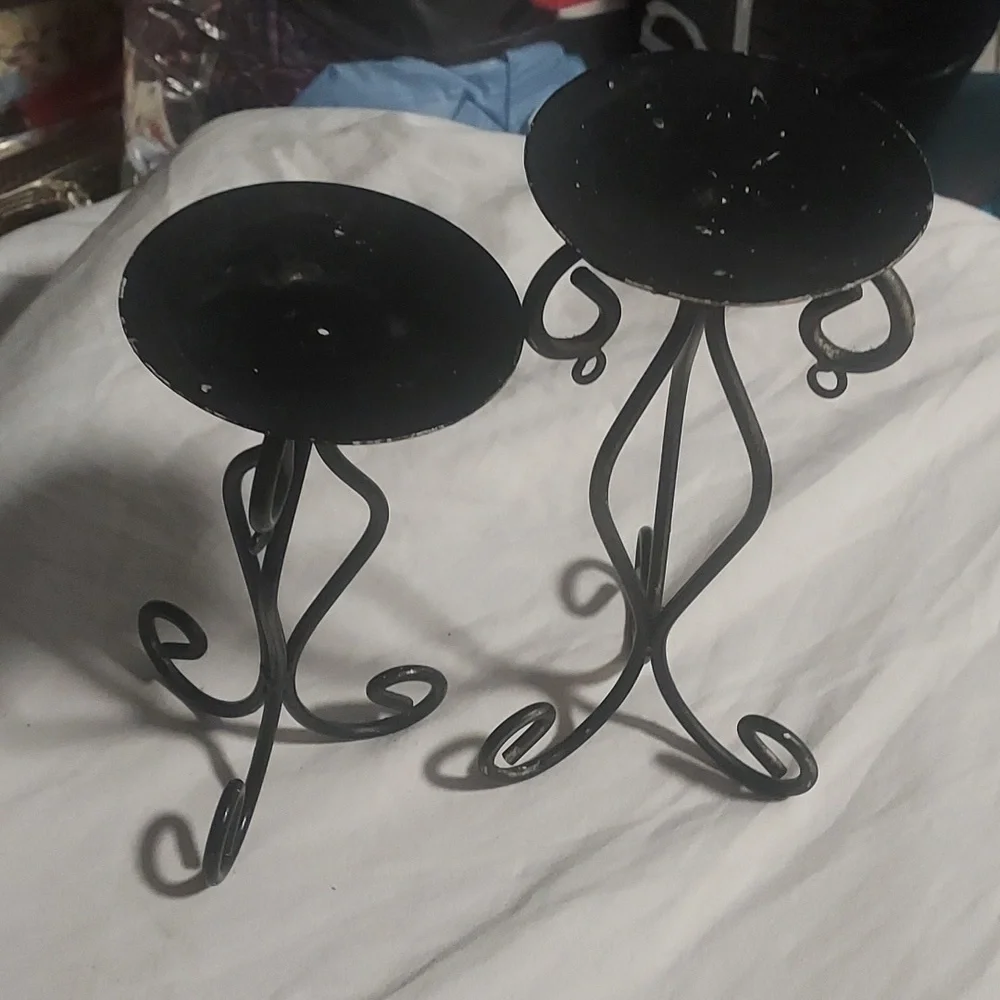 Wrought iron retro 70’s style Mediterranean candle holders